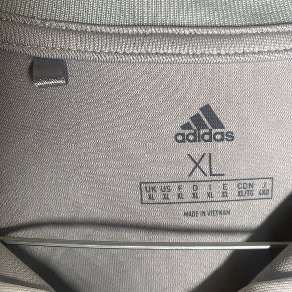 Adidas Mens XL Gray Long-Sleeve Polo Shirt With Zip Collar - Picture 2 of 7